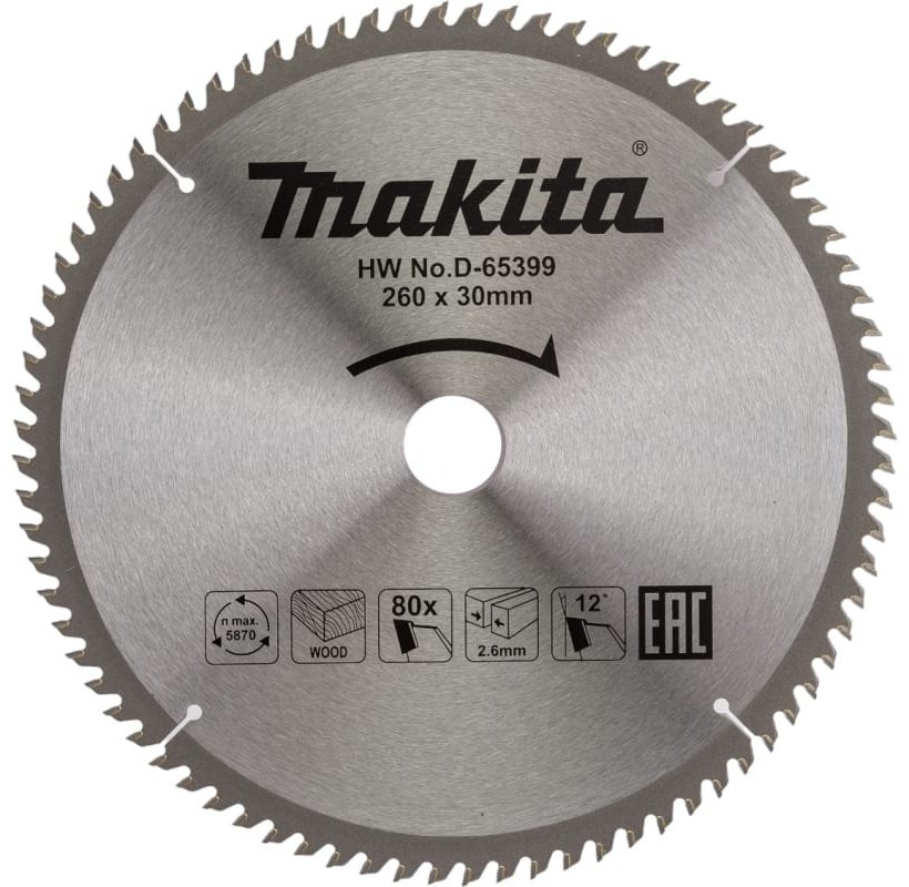 Пильный диск Makita D-65399 260x30 мм, 80Т