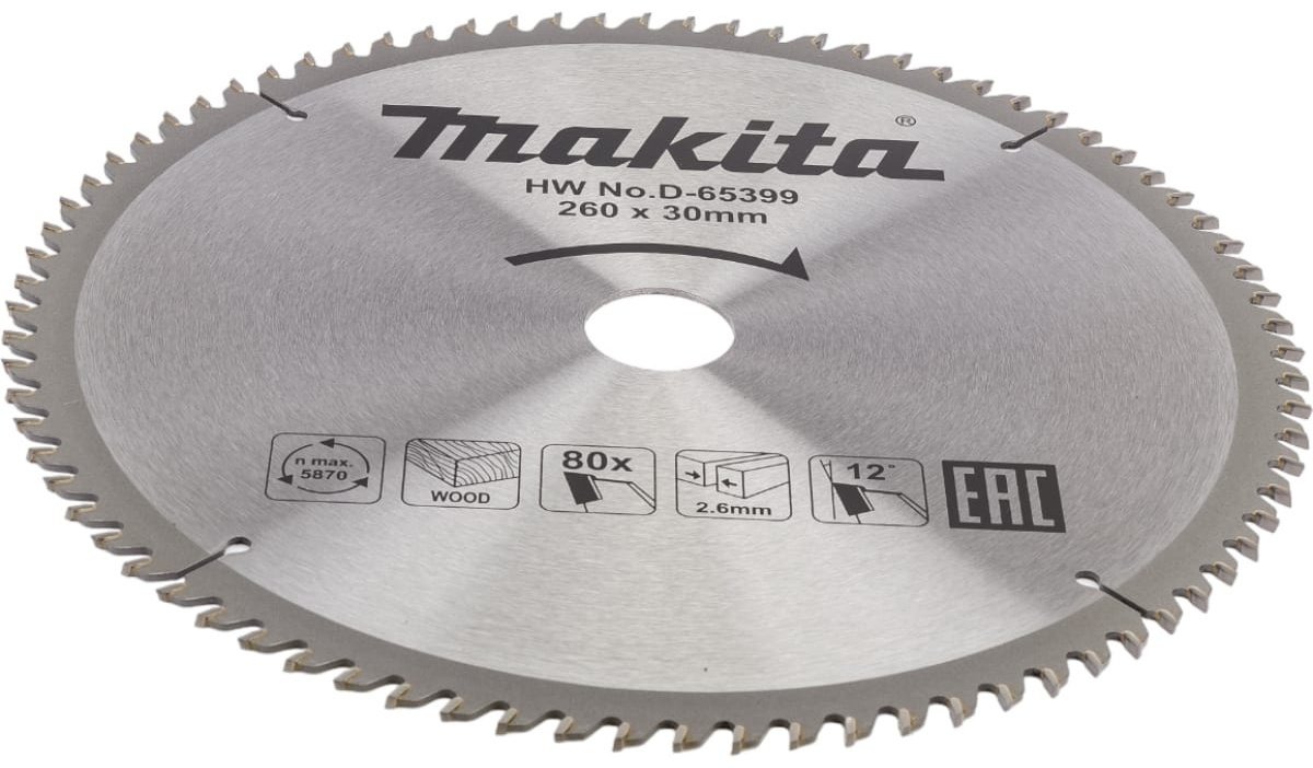 Пильный диск Makita D-65399 260x30 мм, 80Т купить,0