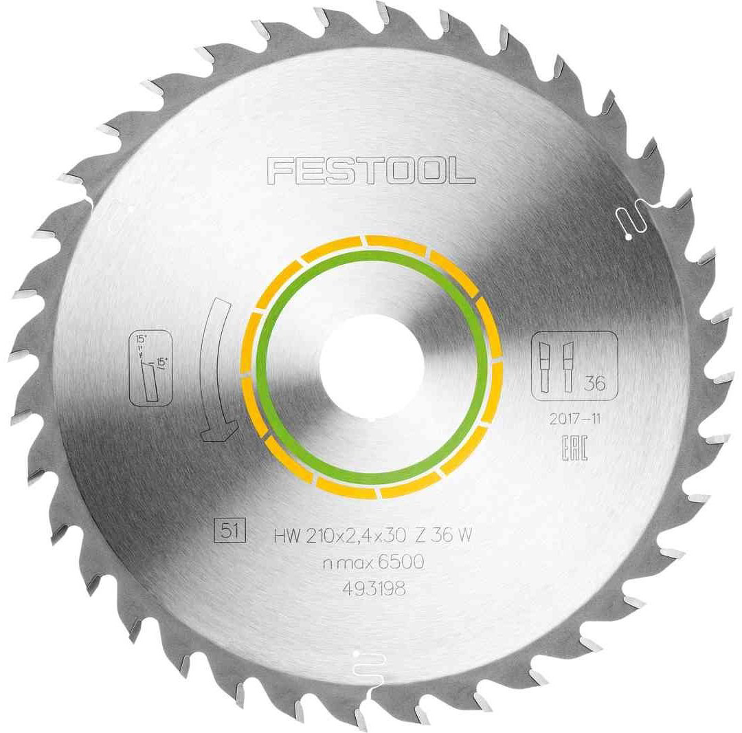 Пильный диск Festool 493198 HW 210X2,4X30 W36 210x30 мм