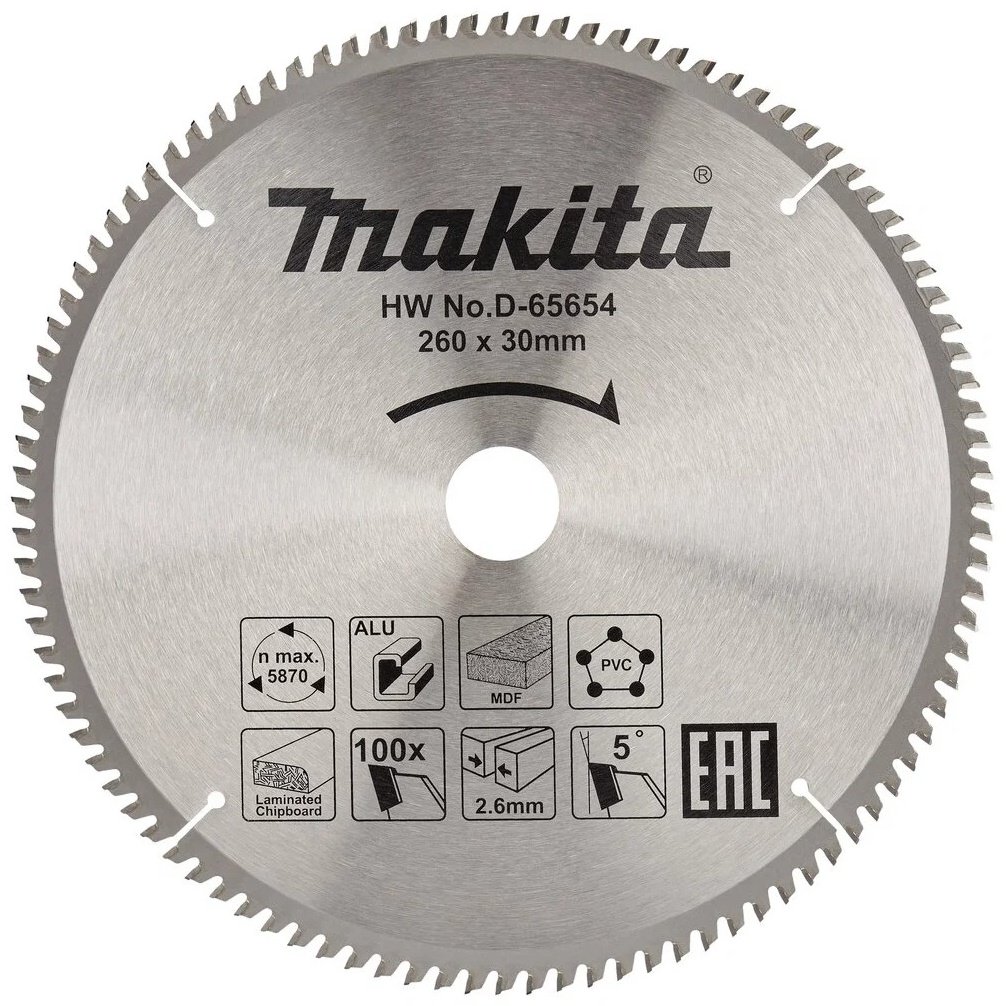 Пильный диск Makita D-65648 260x30 мм, 80Т