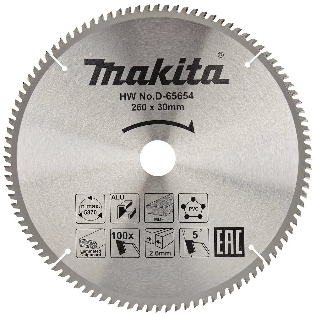 Пильный диск Makita D-65648 260x30 мм, 80Т