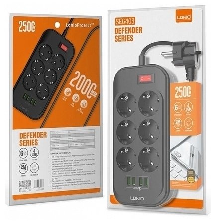 Сетевой фильтр LDNIO SE6403 2 м купить,0
