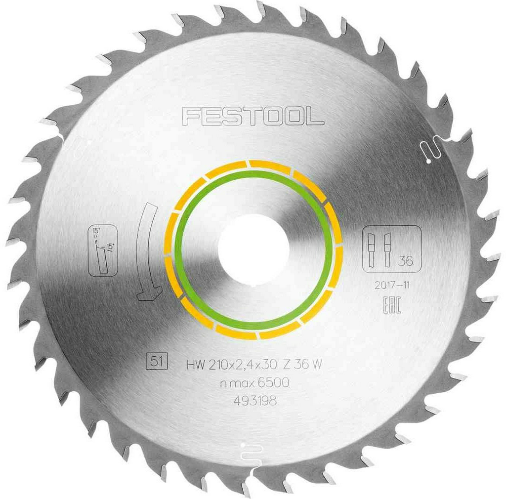 Пильный диск Festool 493198 HW 210X2,4X30 W36 210x30 мм