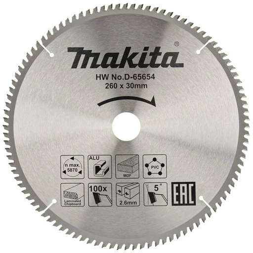 Пильный диск Makita D-65648 260x30 мм, 80Т