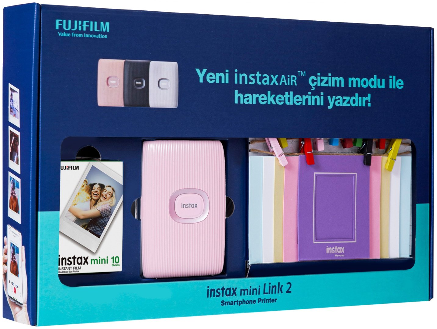 Компактный фотопринтер Fujifilm INSTAX MINI LINK 2 BUNDLE BOX розовый купить,0