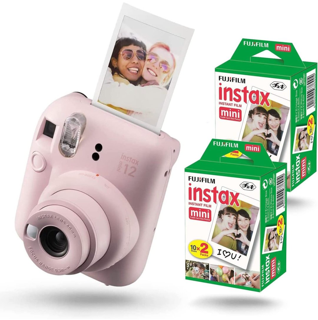Фотокамера моментальной печати Fujifilm Instax MINI 12 + Instax Mini Instant Film 20 шт розовый купить,NaN