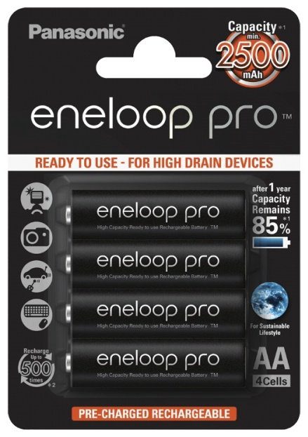Аккумулятор AA Panasonic Eneloop Pro AA 2500 mAh 4 шт купить,NaN