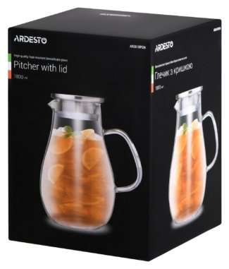 Кувшин Ardesto 1.8 л, нержавеющая сталь, силикон, стекло купить,NaN