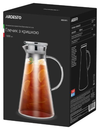 Кувшин Ardesto 1.8 л, нержавеющая сталь, силикон, стекло купить,NaN