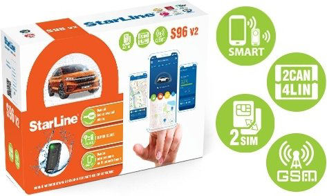 Автосигнализация StarLine S96 V2 2CAN+4LIN 2SIM GSM с обратной связью купить,NaN