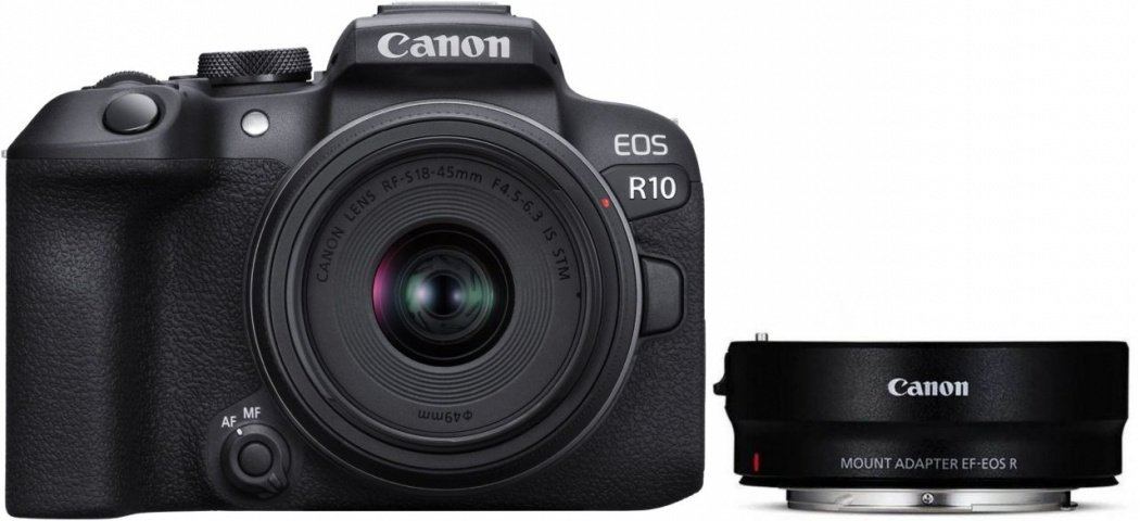 Фотокамера Canon EOS R10 Kit 18-45mm F4.5-6.3 IS STM + Mount Adapter EF-EOS R купить,NaN