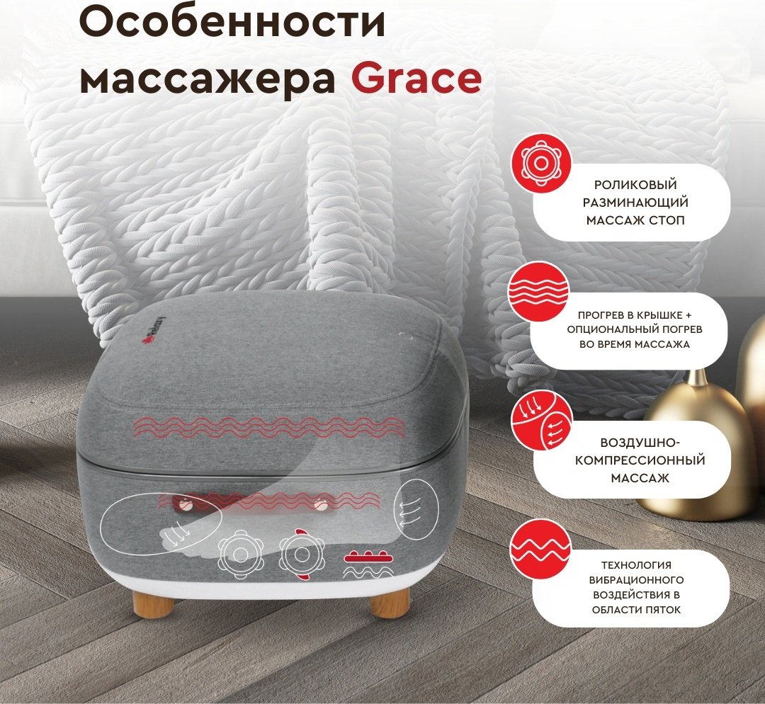 Массажер RELAXY Grace напольный 3D-массаж, компрессионный, роликовый - ForteMarket Массажер RELAXY Grace напольный 3D-массаж, компрессионный, роликовый купить,0