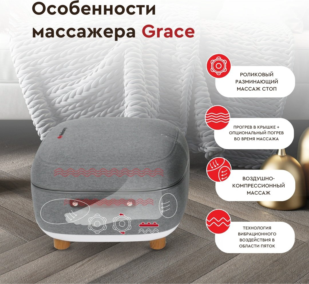 Массажер RELAXY Grace напольный 3D-массаж, компрессионный, роликовый купить,NaN