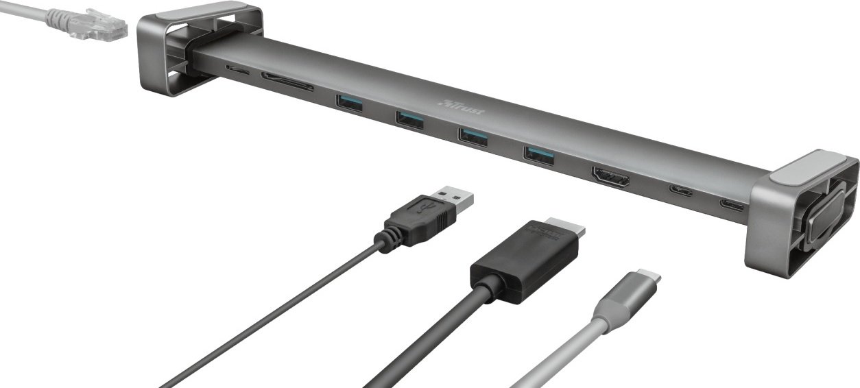 Док-станция Trust Dalyx Aluminium 10-in-1 USB-C Multi-port Dock 23417 серый