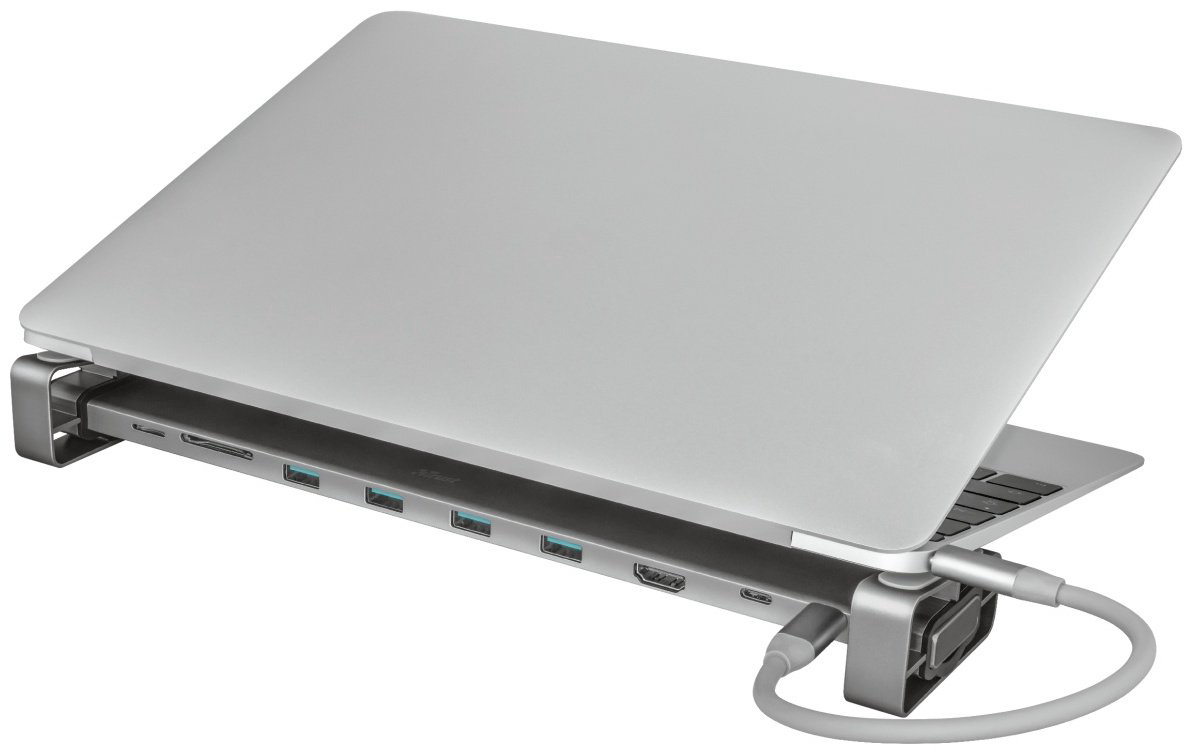 Док-станция Trust Dalyx Aluminium 10-in-1 USB-C Multi-port Dock 23417 серый - ForteMarket Док-станция Trust Dalyx Aluminium 10-in-1 USB-C Multi-port Dock 23417 серый купить,13190