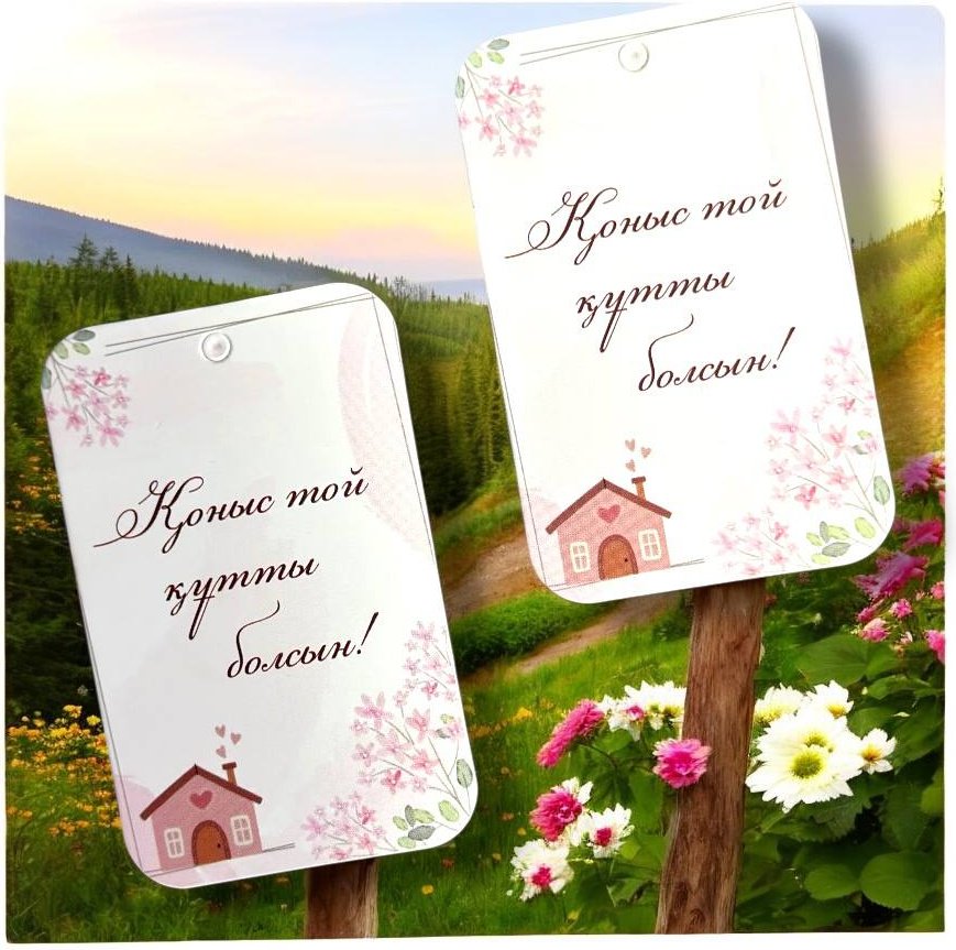 Fortress box шильдик "Қоныс той құтты болсын! 5*8 см 50 шт
