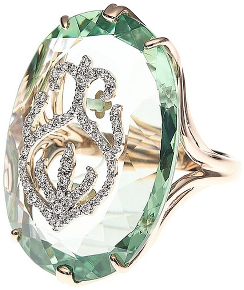 Кольцо Casato MX-1386BTHPRA-P размер 17 вес 6.32 г золото, бриллиант, празиолит