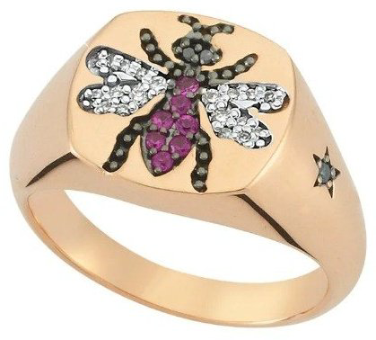 Кольцо Bee Goddess PTKCKPLKRTNSPGYZ размер 16.5 вес 0.06 г золото, бриллиант, рубин купить,NaN