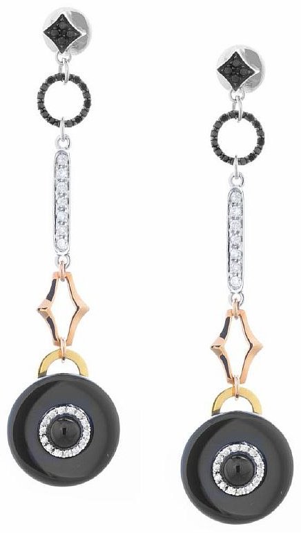 Серьги-цепочки Damiani 20074995 вес 17.65 г золото, бриллиант, оникс купить,4700000