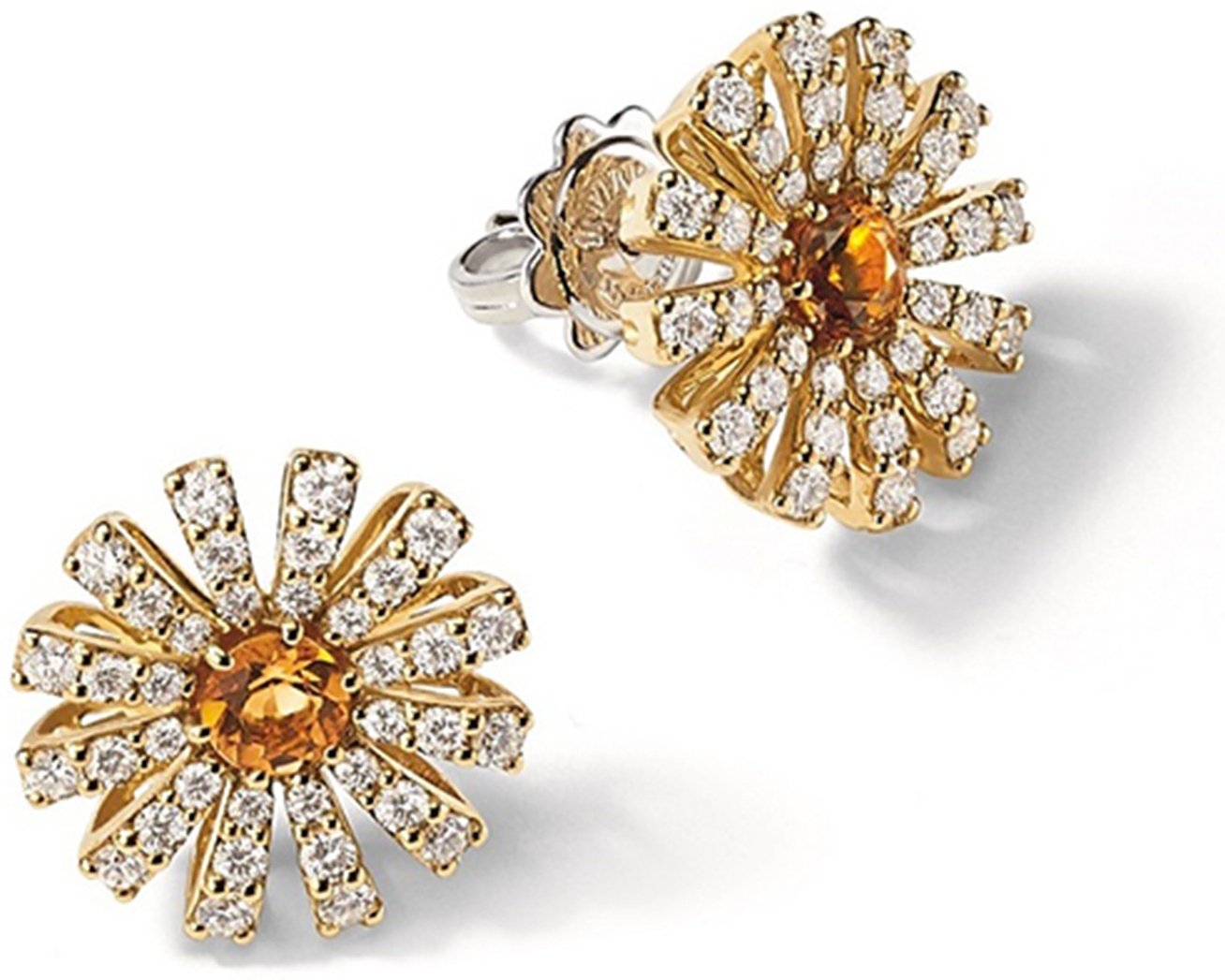 Серьги Damiani 20072772 вес 4.95 г золото, бриллиант, цитрин, кварц купить,NaN