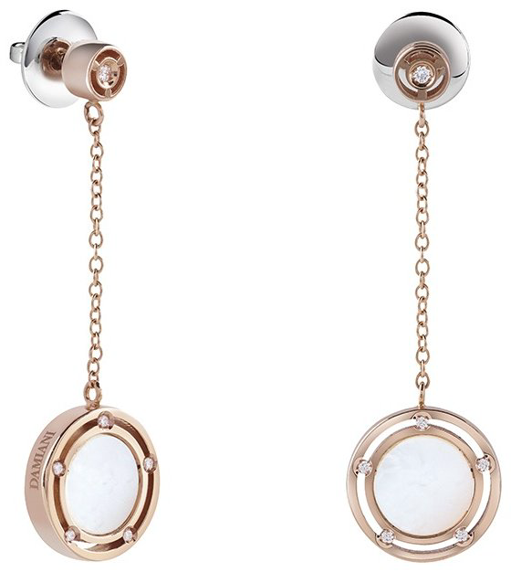 Серьги-цепочки Damiani 20086901 вес 8.05 г золото, бриллиант, перламутр купить,2040000