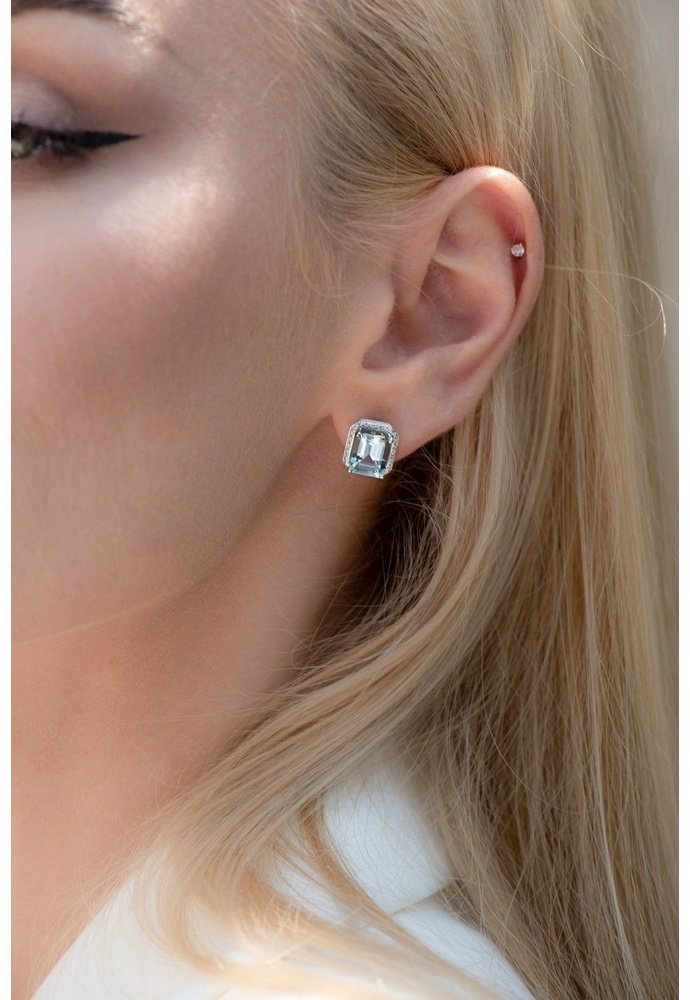 Серьги Damiani 20088520 вес 6.4 г золото, бриллиант, аквамарин купить,3477500