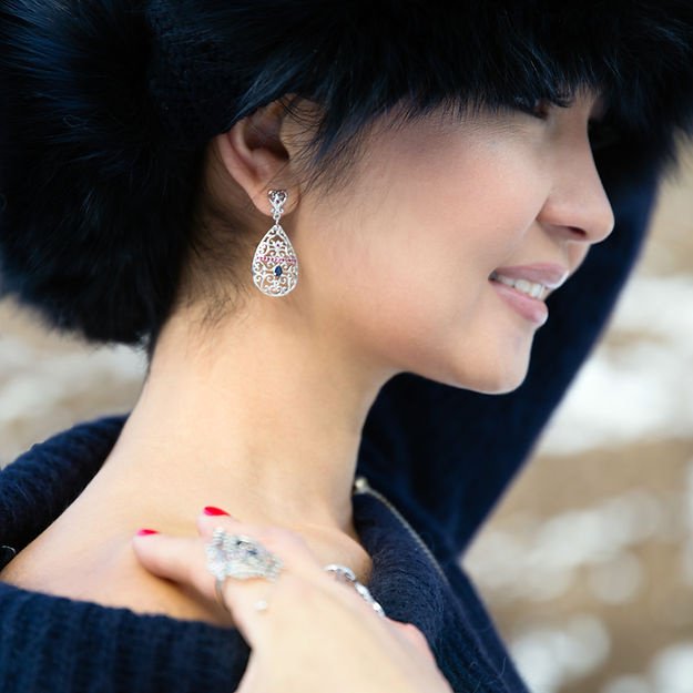 Серьги Arnow 3377-19-EFERS-AR10 вес 6.9 г серебро, сапфир купить,NaN