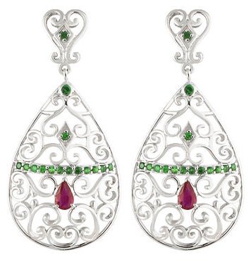 Серьги Arnow 3377-19-EFERT-AR10 вес 6.9 г серебро, цаворит, рубин купить,NaN