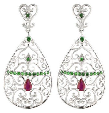 Серьги Arnow 3377-19-EFERT-AR10 вес 6.9 г серебро, цаворит, рубин купить,NaN