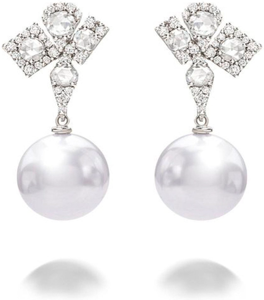 Серьги Utopia JMO5BB-101 вес 3.73 г золото, бриллиант, жемчуг купить,NaN