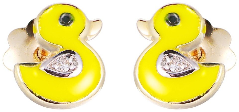 Пусеты Constella BB74095WEN4YT вес 0.79 г золото, бриллиант, эмаль