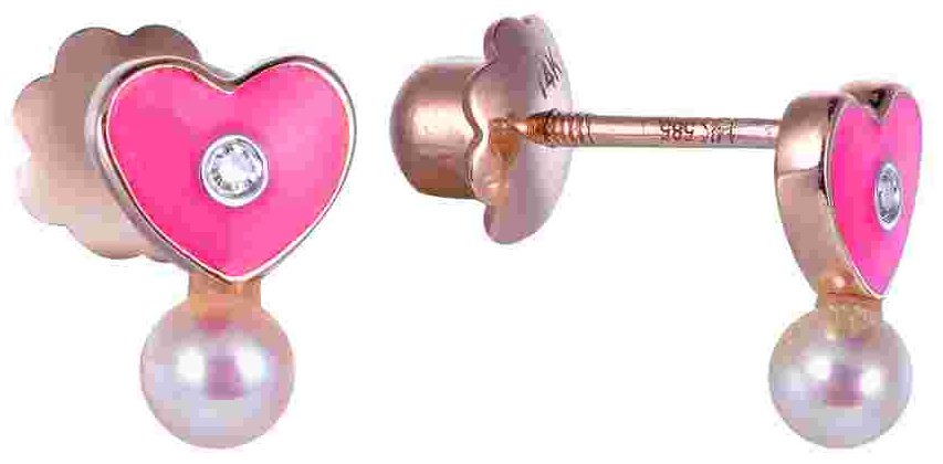 Серьги Constella BB76677WPP4RT вес 0.77 г золото, бриллиант, жемчуг, эмаль