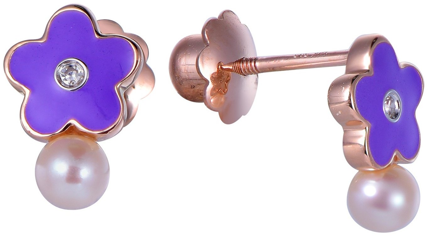 Серьги Constella BB76678WPP4RT вес 0.86 г золото, бриллиант, жемчуг, эмаль купить,NaN