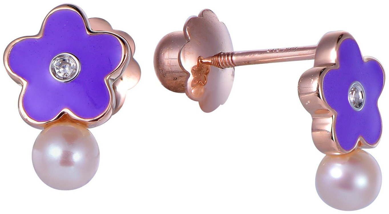 Серьги Constella BB76678WPP4RT вес 0.86 г золото, бриллиант, жемчуг, эмаль купить,NaN