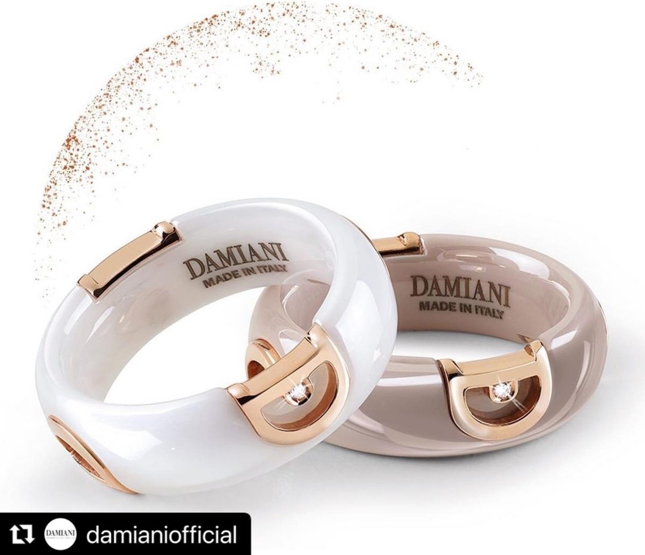 Кольцо Damiani 20087263 размер 18 вес 1.6 г золото, бриллиант, керамика купить,NaN