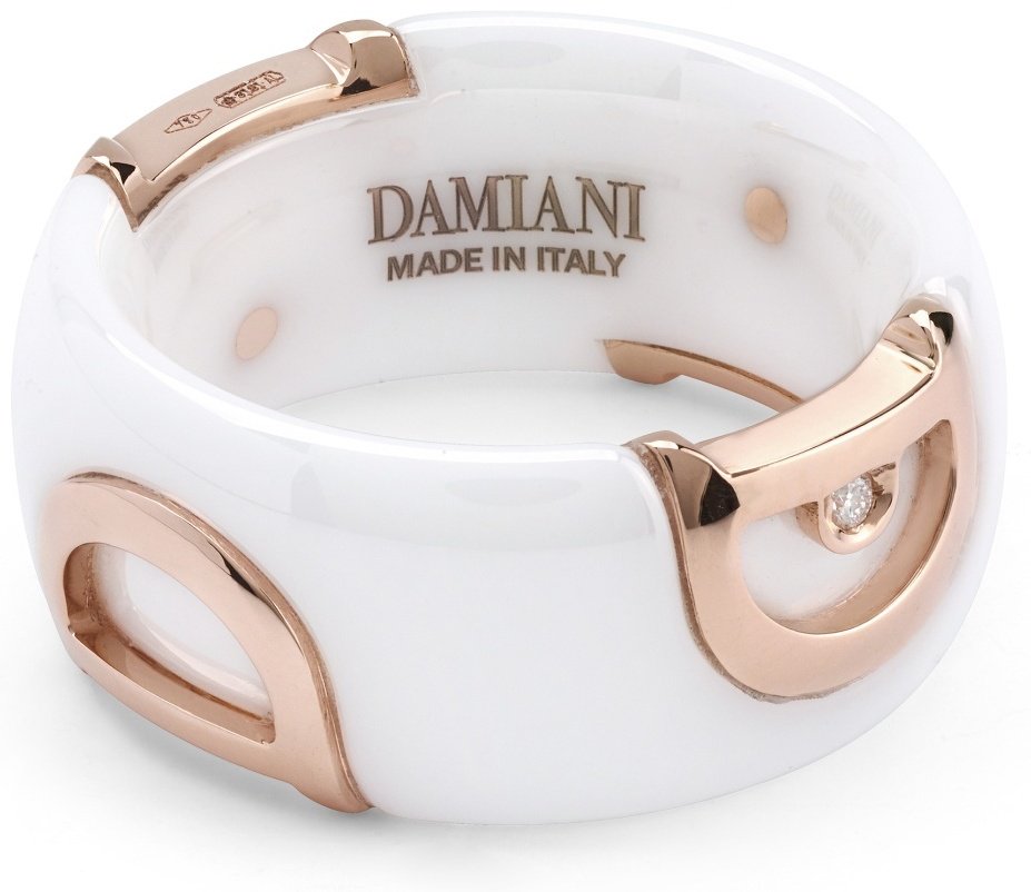 Кольцо Damiani 20082186 размер 18 вес 2.4 г золото, керамика, бриллиант