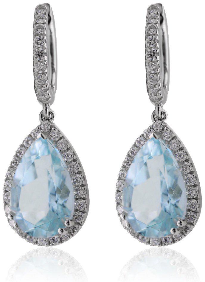 Серьги Crivelli 372-3573-MOD вес 5.1 г золото, бриллиант, аквамарин купить,NaN