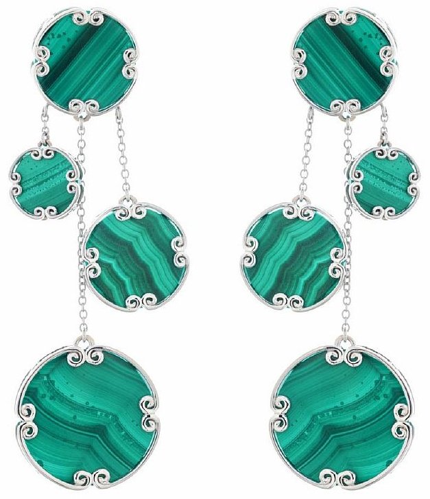 Серьги-цепочки Damiani 20076743 вес 15.05 г золото, малахит купить,3700000