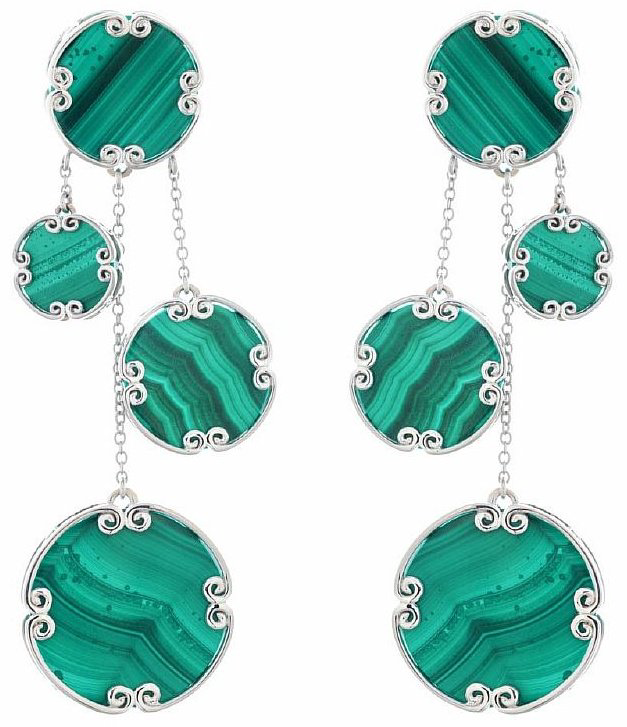 Серьги-цепочки Damiani 20076743 вес 15.05 г золото, малахит купить,3700000