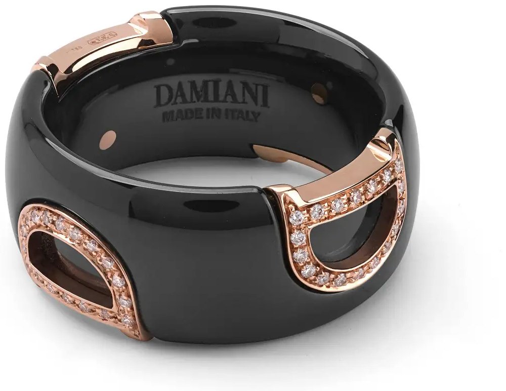 Кольцо Damiani 20100288 размер 18.8 вес 2.5 г золото, бриллиант, керамика