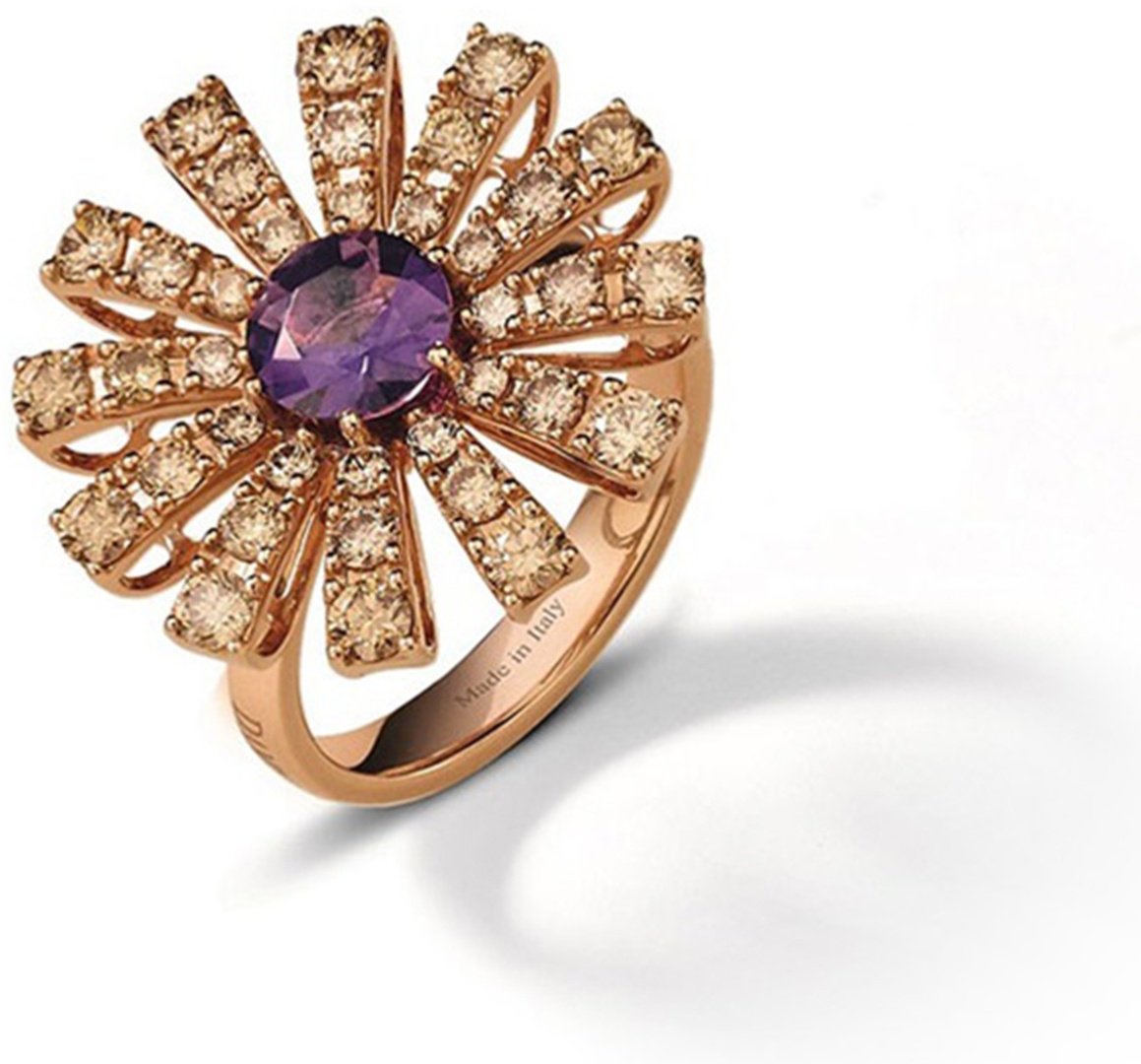 Кольцо Damiani 20072764 размер 16 вес 515 г золото, бриллиант, аметист купить,2810000