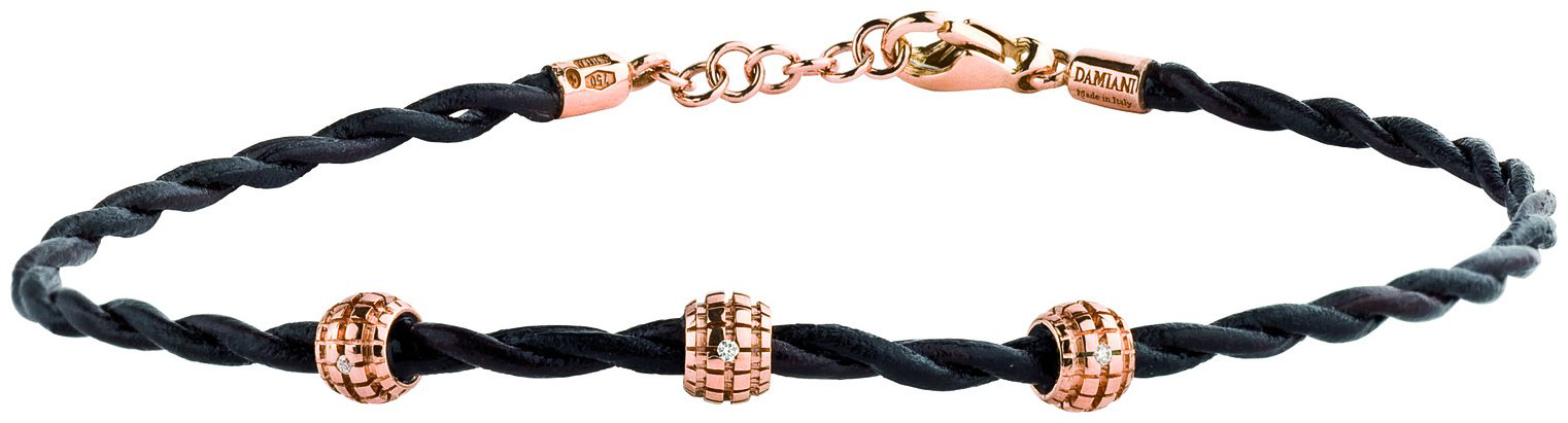 Браслет Damiani 20062142 длина 18 см, вес 2.4 г кожа, золото, плетение отсутствует купить,695000