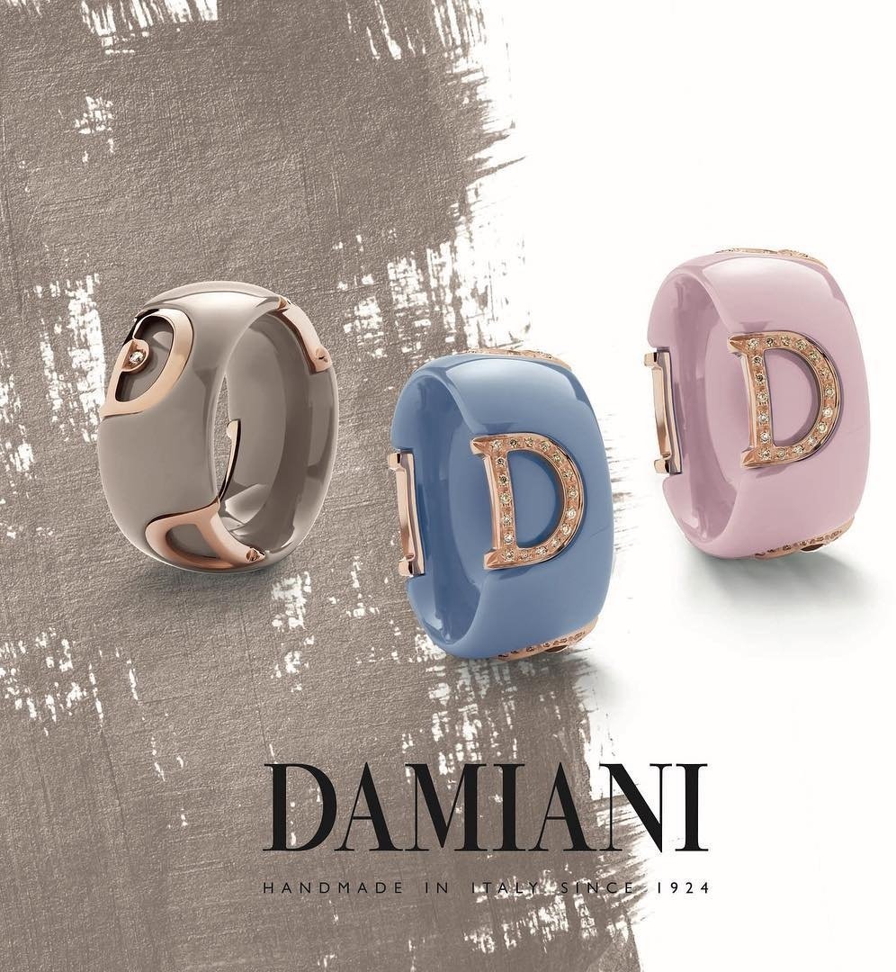 Кольцо Damiani 20082233 размер 17.5 вес 2.5 г золото, керамика, бриллиант