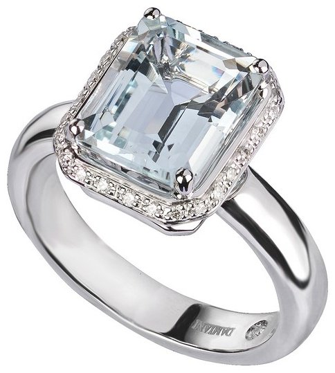 Кольцо Damiani 20088521 размер 17.4 вес 7.2 г золото, бриллиант, аквамарин