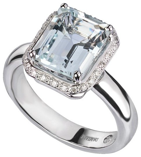 Кольцо Damiani 20088521 размер 17.4 вес 7.2 г золото, бриллиант, аквамарин купить,NaN