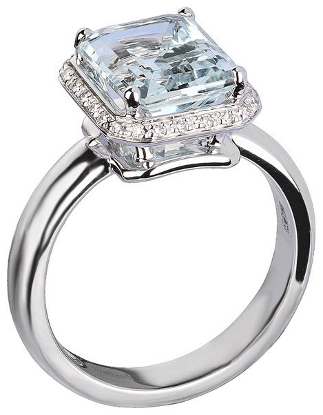 Кольцо Damiani 20088521 размер 17.4 вес 7.2 г золото, бриллиант, аквамарин купить,NaN