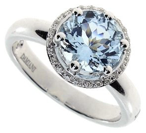 Кольцо Damiani 20076497 размер 17 вес 5.05 г золото, бриллиант, аквамарин купить,2350000