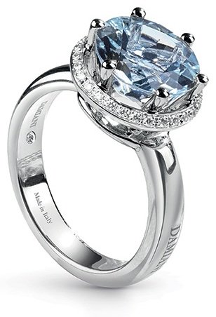 Кольцо Damiani 20072794 размер 16.5 вес 6.8 г золото, бриллиант, аквамарин купить,NaN
