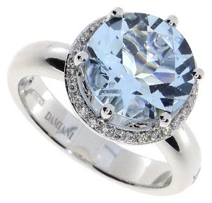 Кольцо Damiani 20072794 размер 16.5 вес 6.8 г золото, бриллиант, аквамарин купить,NaN