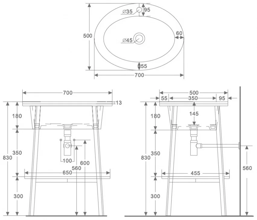 Консоль с раковиной Abber Bequem AC2131MW 70x83x50см белый матовый купить,NaN